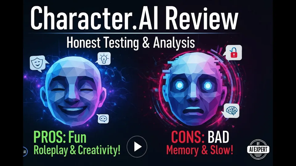 As Seen By AIのYouTube動画「Character AI Review - Honest Testing and Analysis」のサムネイル
