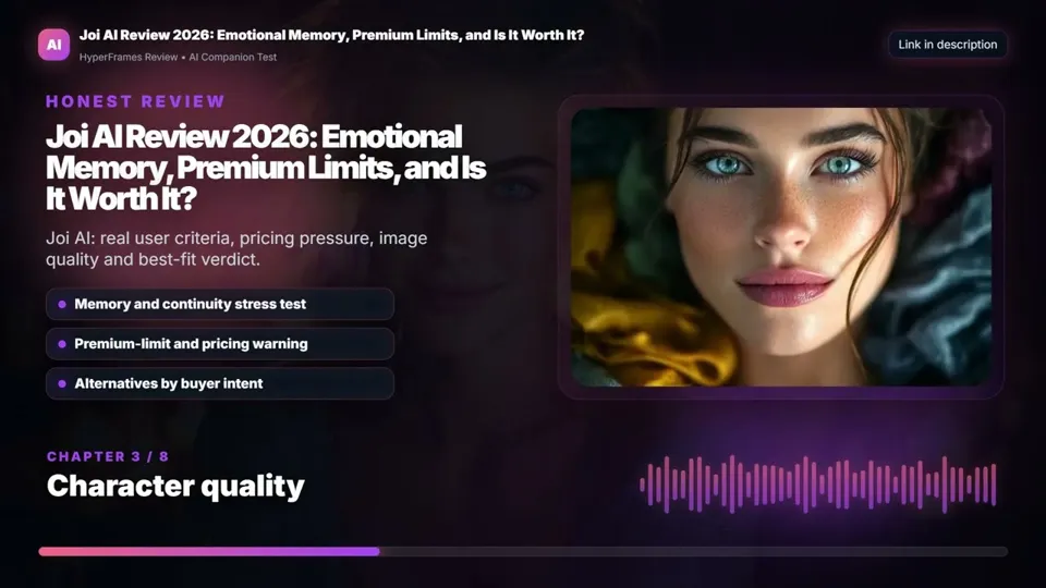 Review 3.0のYouTube動画「Joi AI Review 2026: Emotional Memory, Premium Limits, and Is It Worth It?」のサムネイル